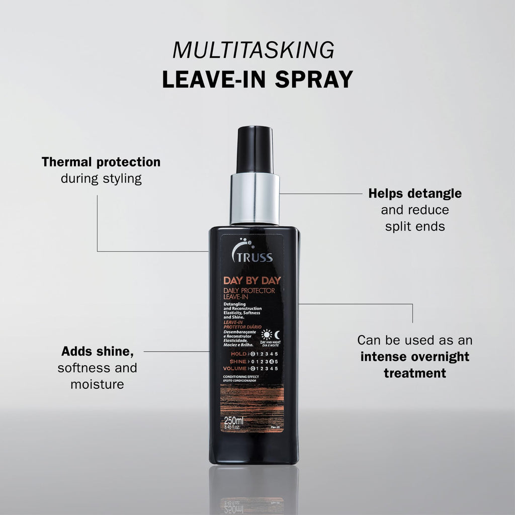 TRUSS Day by Day Leave In Conditioner Spray – Lightweight Detangler & Heat Protectant for Hair (8.45 oz)