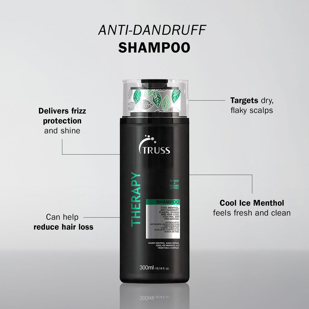 TRUSS Therapy Anti Dandruff Shampoo for Oily Scalp | Menthol Freshness, pH Balanced, Paraben-Free (10.14 oz)