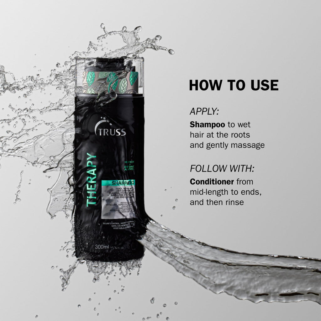TRUSS Therapy Anti Dandruff Shampoo for Oily Scalp | Menthol Freshness, pH Balanced, Paraben-Free (10.14 oz)