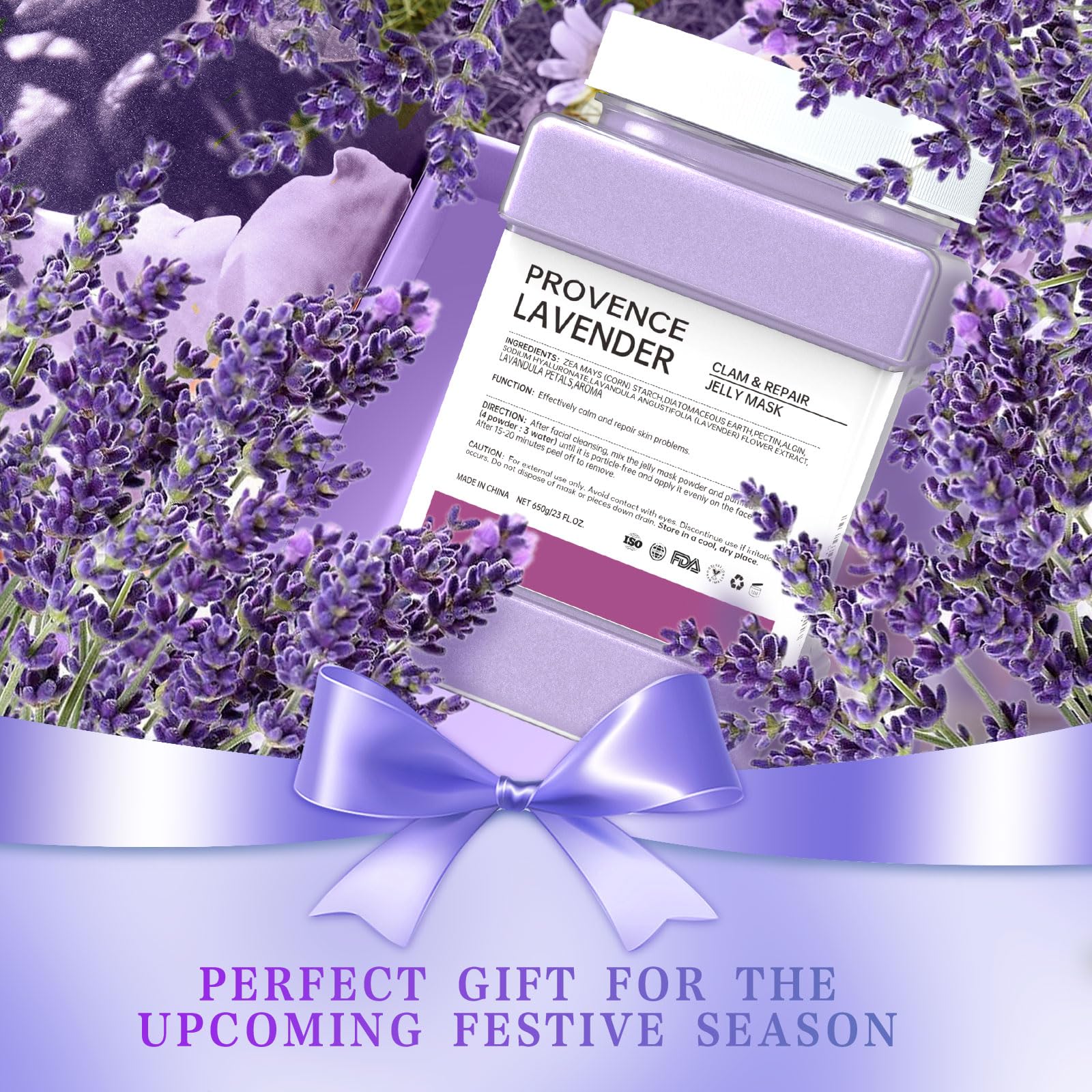 Truvenum Lavender Jelly Mask Powder – Hydrating, Brightening Facial Peel-Off Mask, 23 Fl Oz