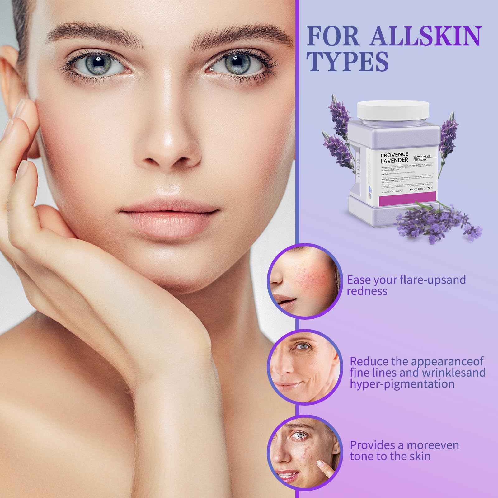 Truvenum Lavender Jelly Mask Powder – Hydrating, Brightening Facial Peel-Off Mask, 23 Fl Oz