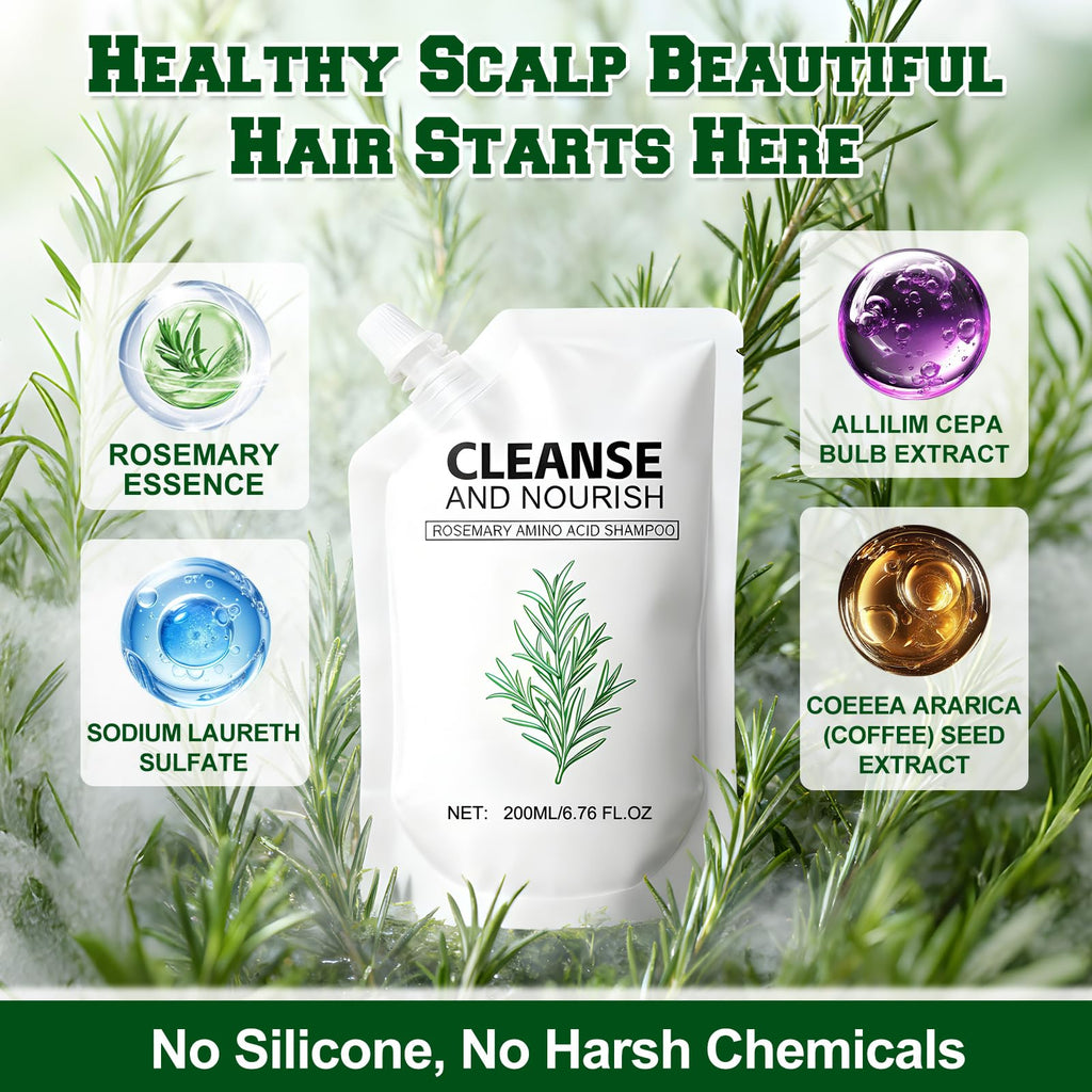 TRWLCFF Rosemary Amino Acid Shampoo – 2 Large Packs for Thinning Hair