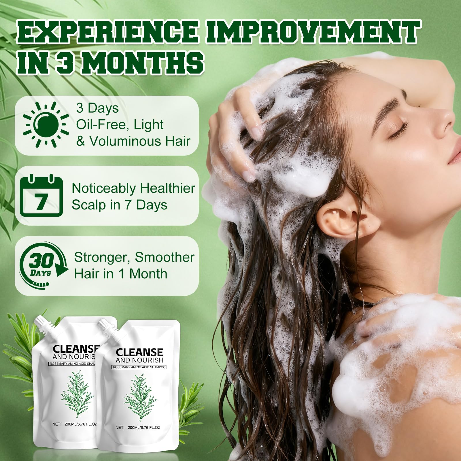 TRWLCFF Rosemary Amino Acid Shampoo – 2 Large Packs for Thinning Hair