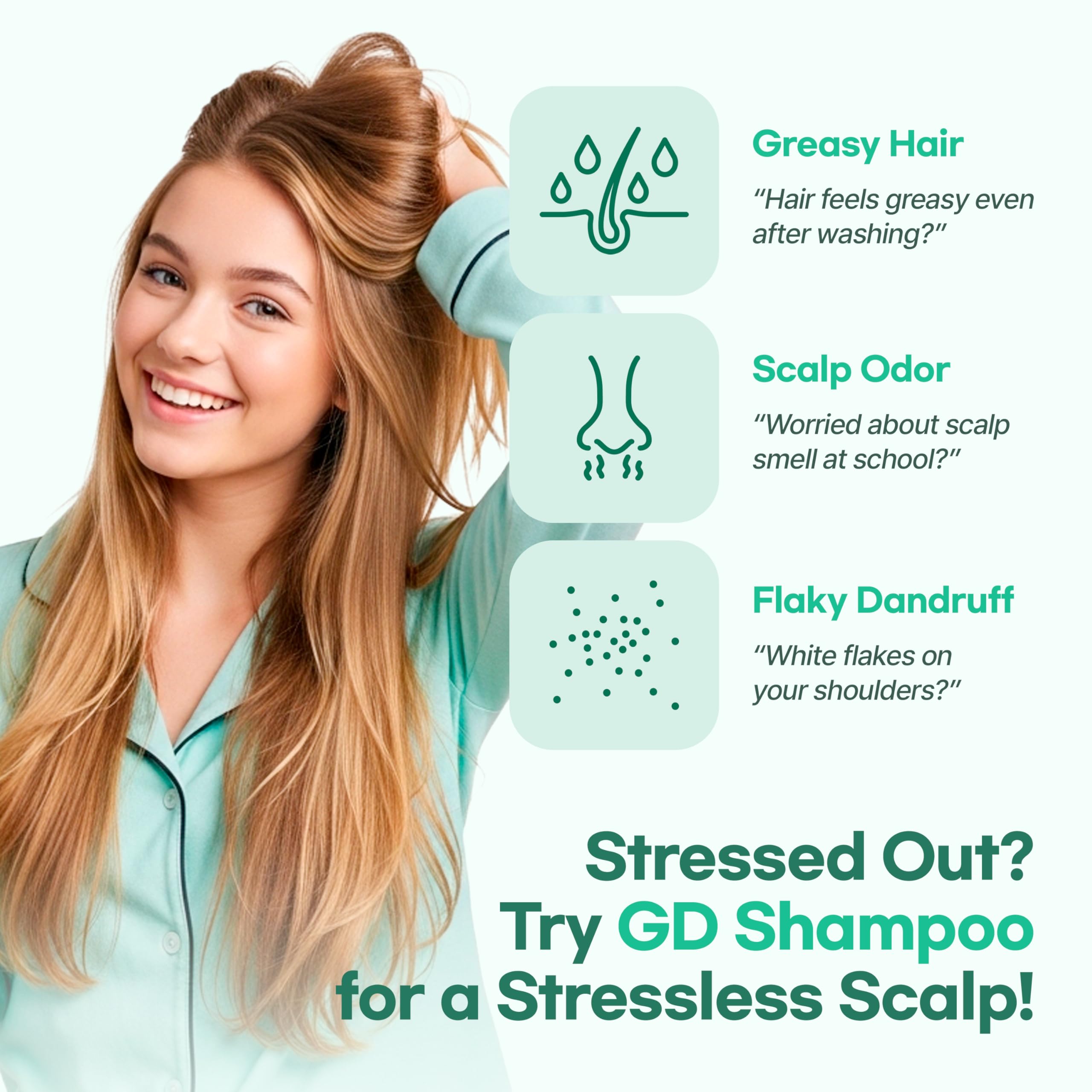 TS GD Shampoo for Flake-Prone Scalp – Teen-Friendly, Silicone/SLS/SLES Free (14.1 oz) | Korean Hair Care