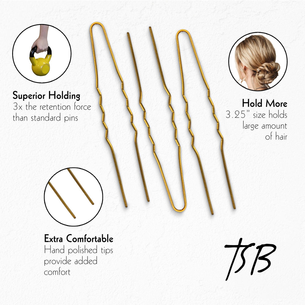 TSB Fura No.1 Bronze Jumbo Hair Pins – 30-Pack, 3.25-Inch, 3x Retention, Vintage Style for Weddings & Fashion Events
