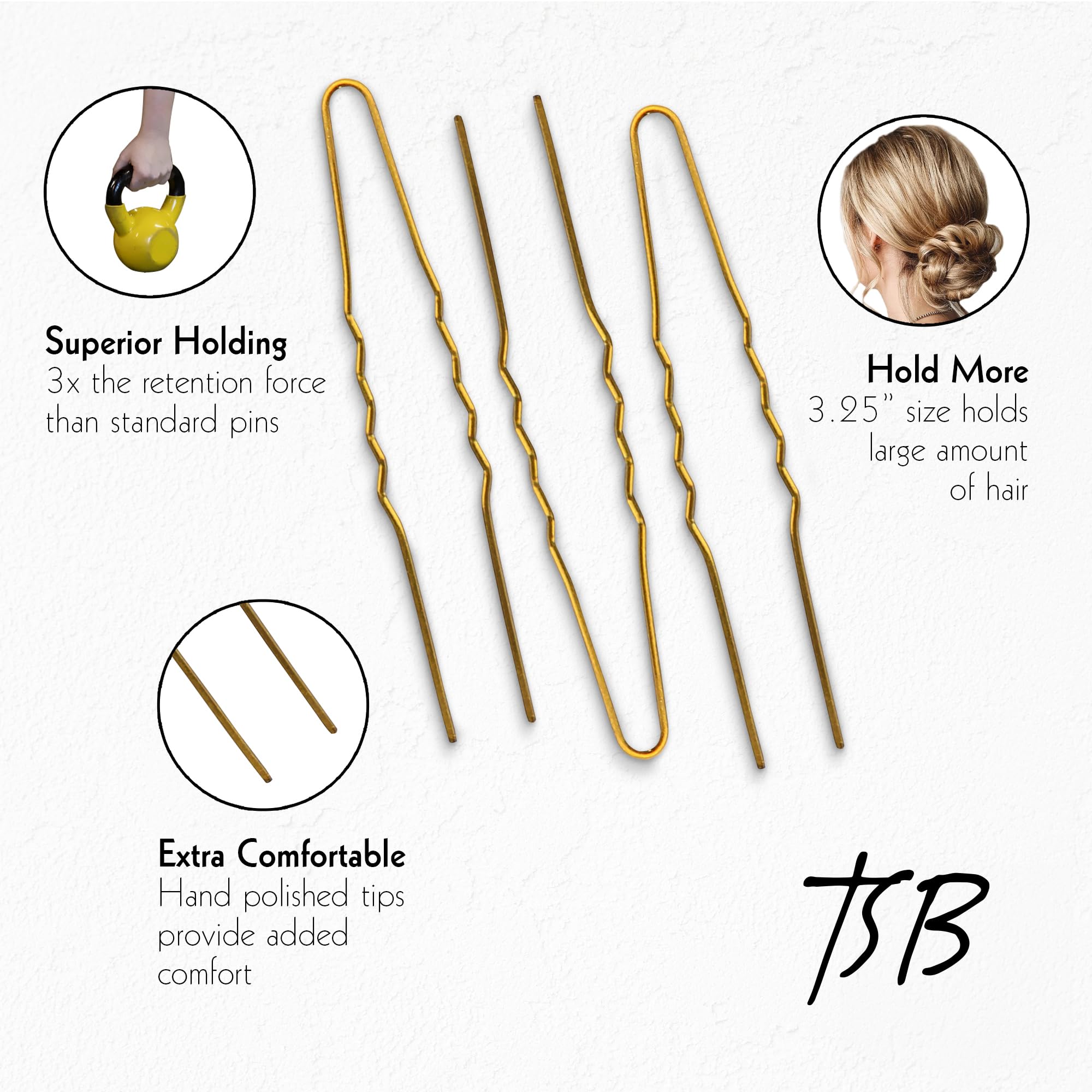 TSB Fura No.1 Bronze Jumbo Hair Pins – 30-Pack, 3.25-Inch, 3x Retention, Vintage Style for Weddings & Fashion Events