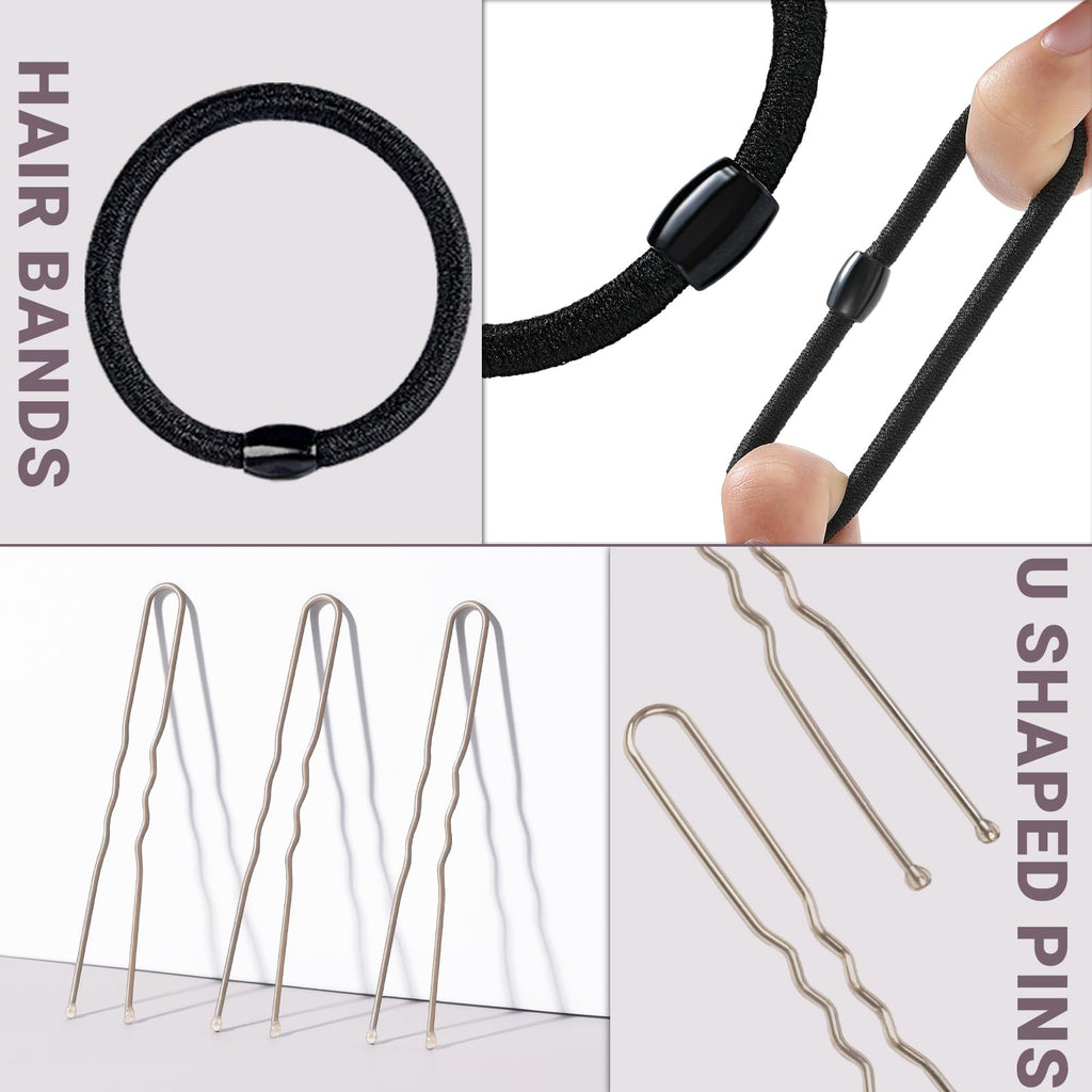 TsMADDTs Hair Bun Maker Set – 8 Donuts, Invisible Nets, 40 Pins, 5 Ties for Ballet & Dance
