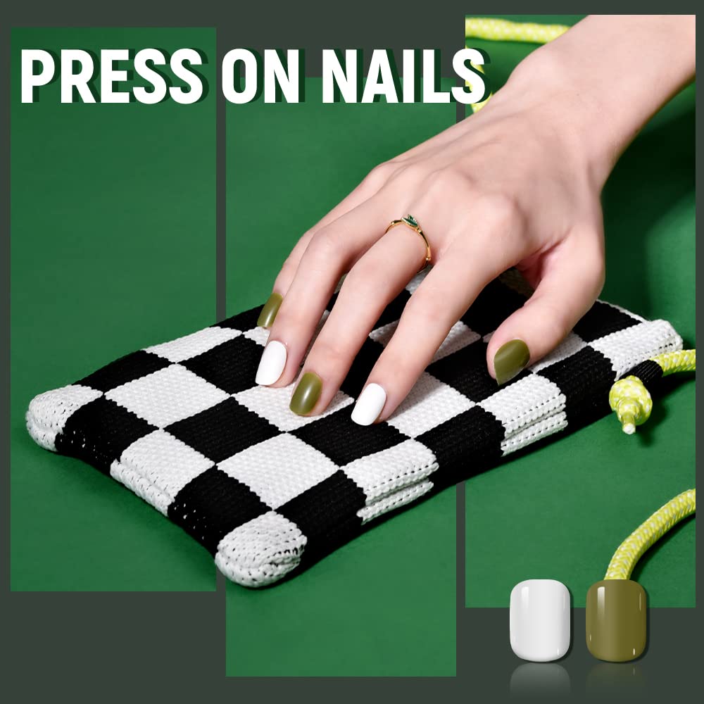 TsMADDTs Press-On Nails Kit: 720pcs Short Round Nails with Glue & Tools