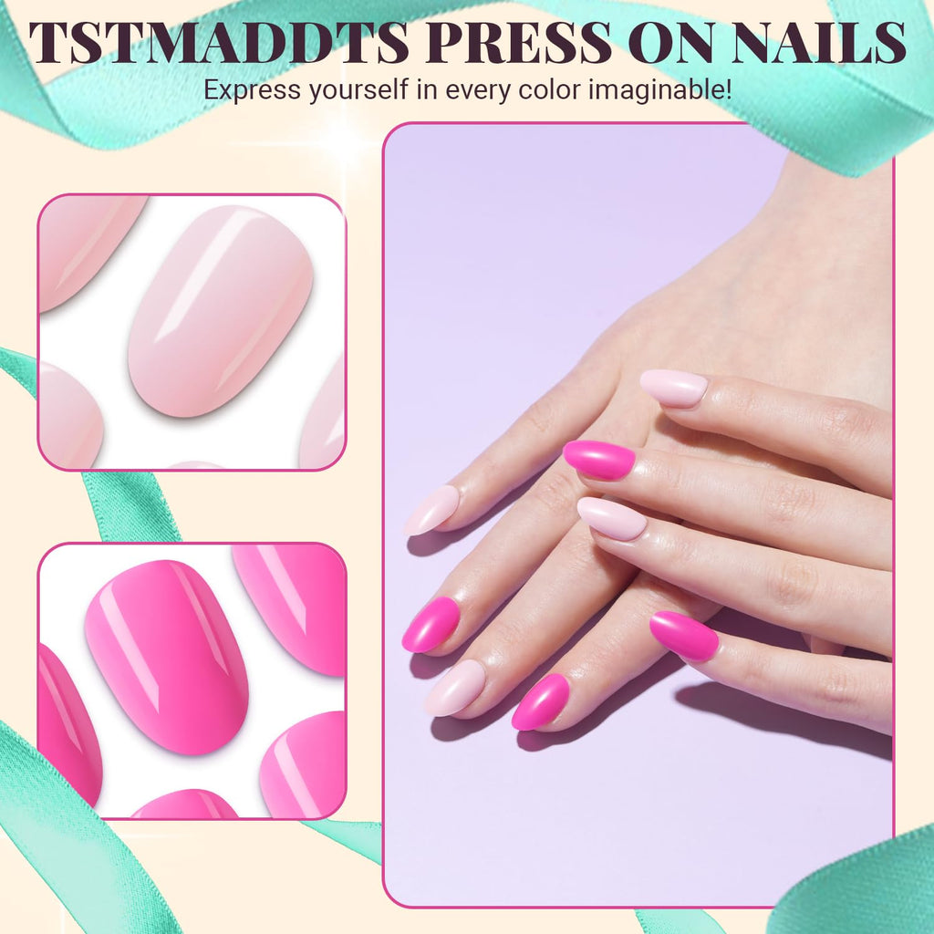 TsMADDTs 24 Colors Press On Nails Kit – 720 Short Oval Nails with Glue, Tabs, Stickers & Tools