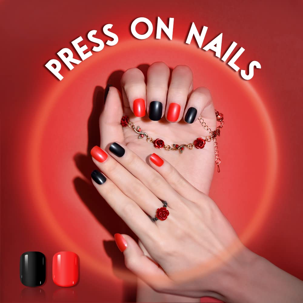 TsMADDTs Press-On Nails Kit: 720pcs Short Round Nails with Glue & Tools