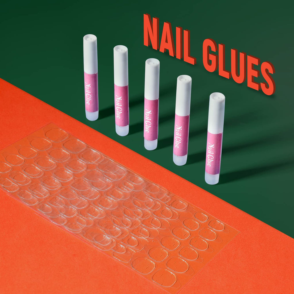 TsMADDTs Press-On Nails Kit: 720pcs Short Round Nails with Glue & Tools