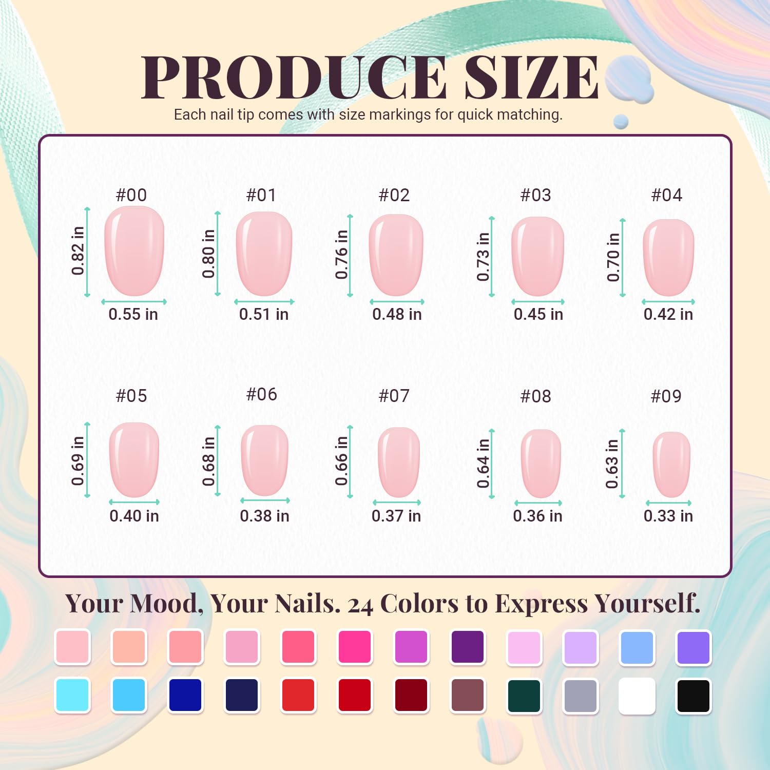 TsMADDTs 24 Colors Press On Nails Kit – 720 Short Oval Nails with Glue, Tabs, Stickers & Tools
