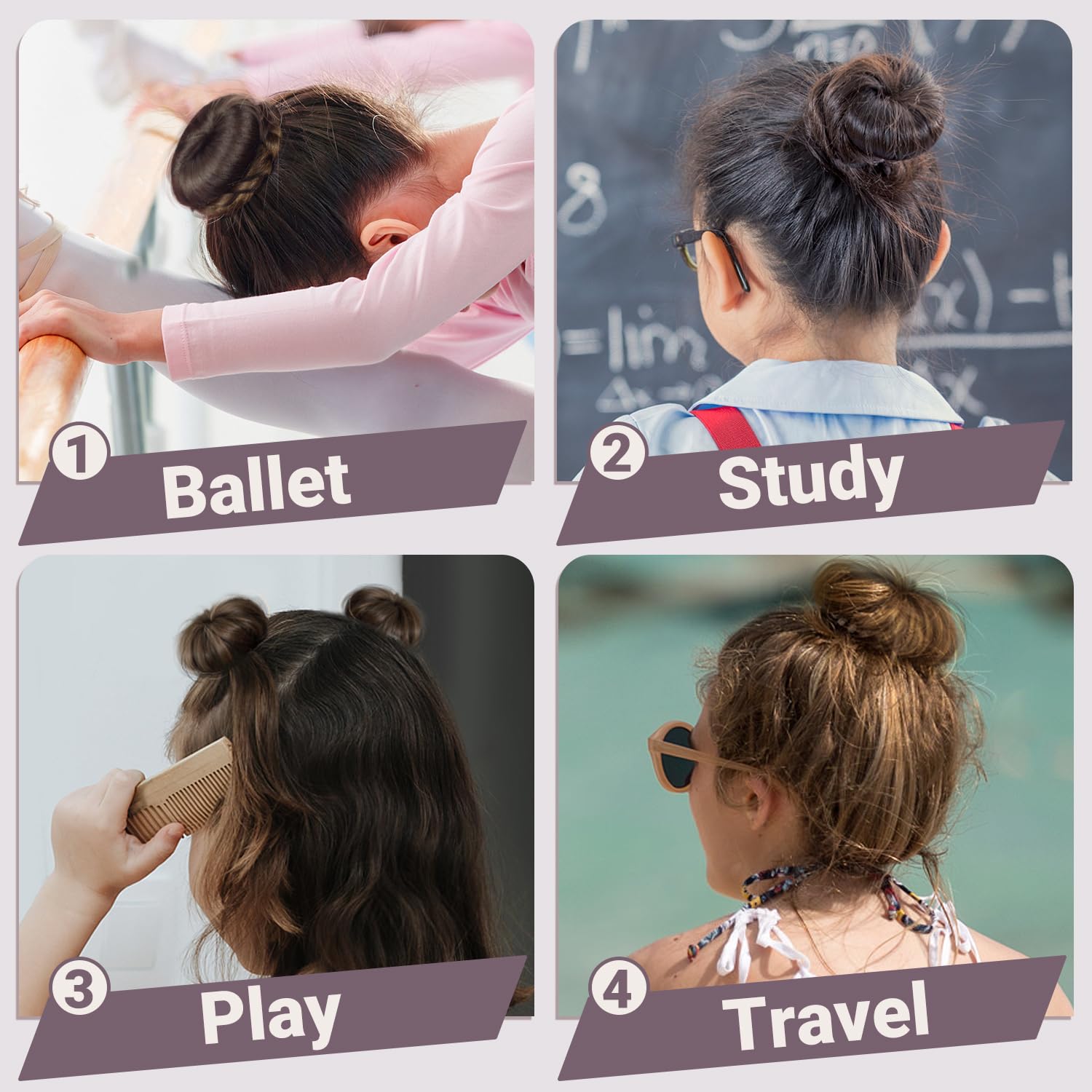 TsMADDTs Hair Bun Maker Set – 8 Donuts, Invisible Nets, 40 Pins, 5 Ties for Ballet & Dance