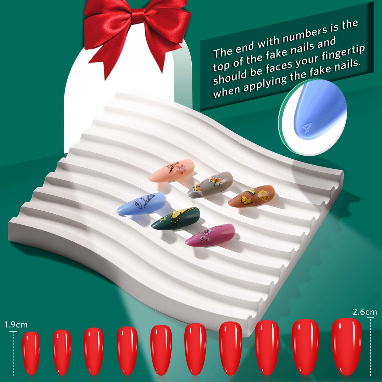 TsMADDTs Press On Nails Almond – 24 Colors, 720 pcs Kit with Glue, Tabs, Stickers & Tweezers