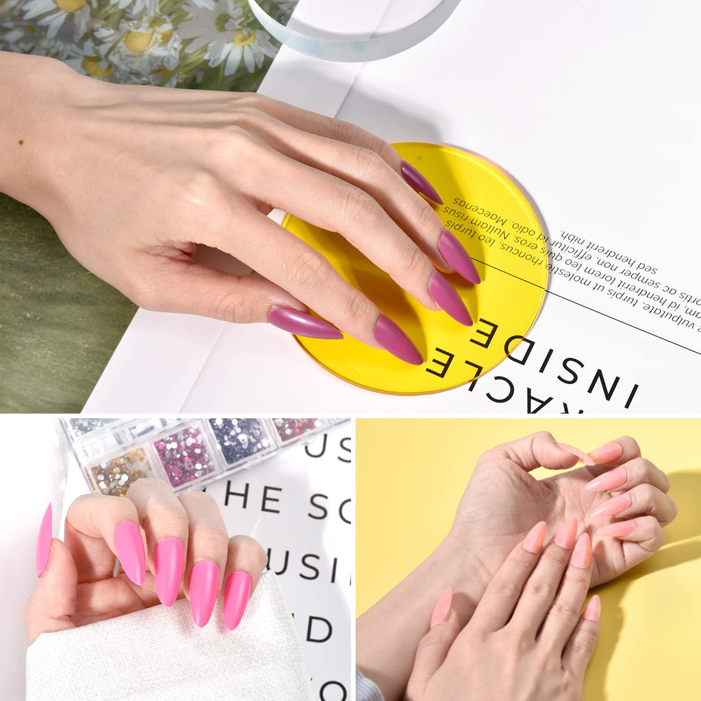 TsMADDTs Press On Nails Almond – 24 Colors, 720 pcs Kit with Glue, Tabs, Stickers & Tweezers