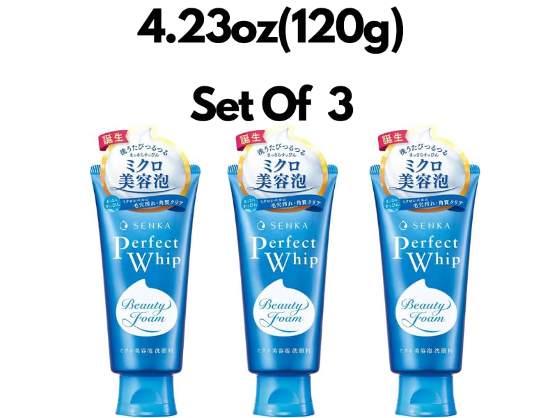 TSTADVANCE Senka Perfect Whip Cleansing Foam – 4.23oz Set of 3 (White Floral Scent)