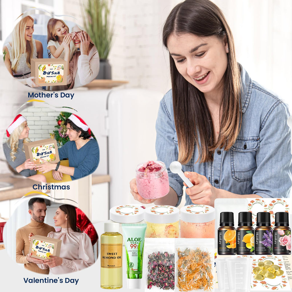 TSVATE DIY Body Scrub Kit – Almond Oil Salt Scrub for Moisturizing & Exfoliation