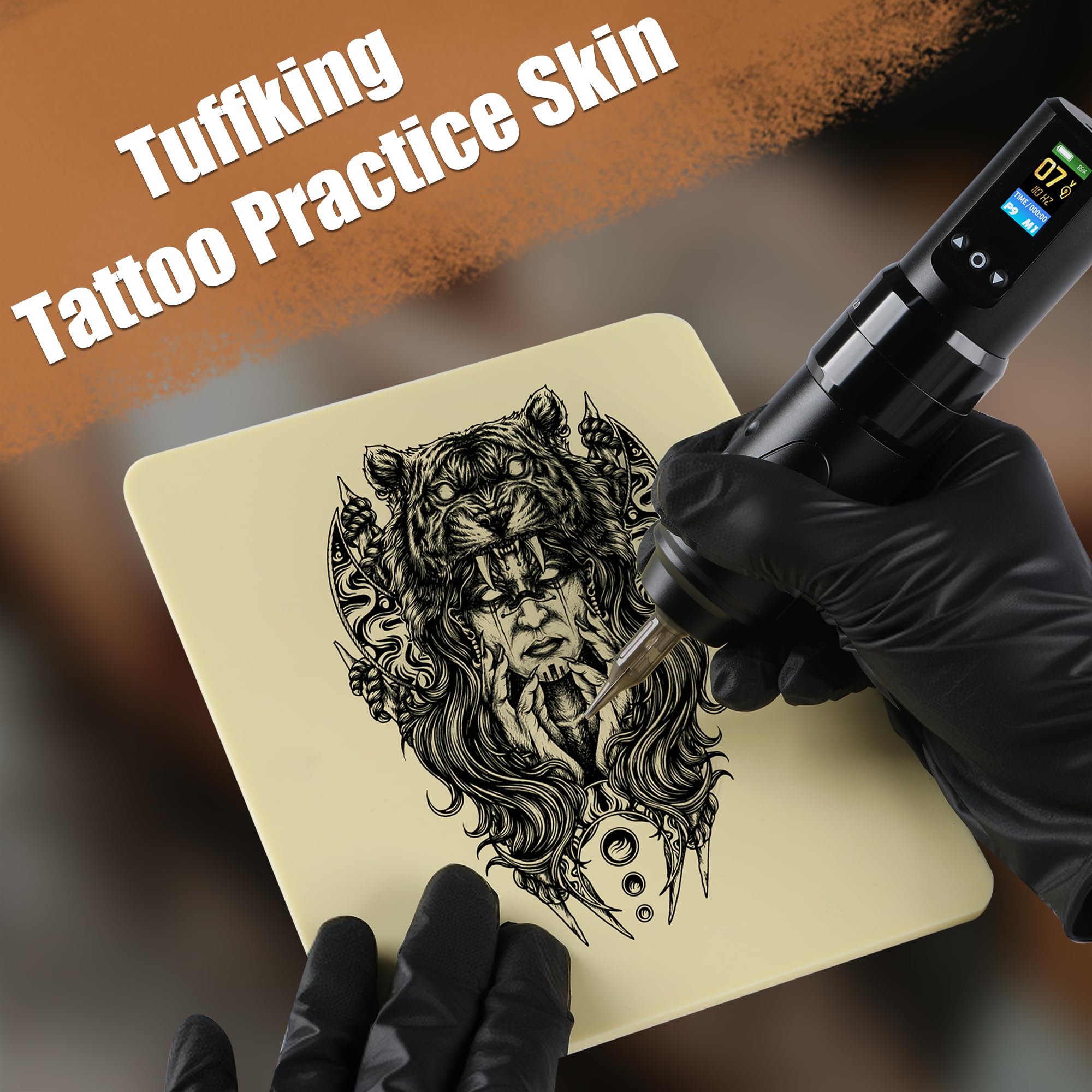 Tuffking 3mm Tattoo Practice Skin - 10pcs, 8x6in, Double-Sided Kit