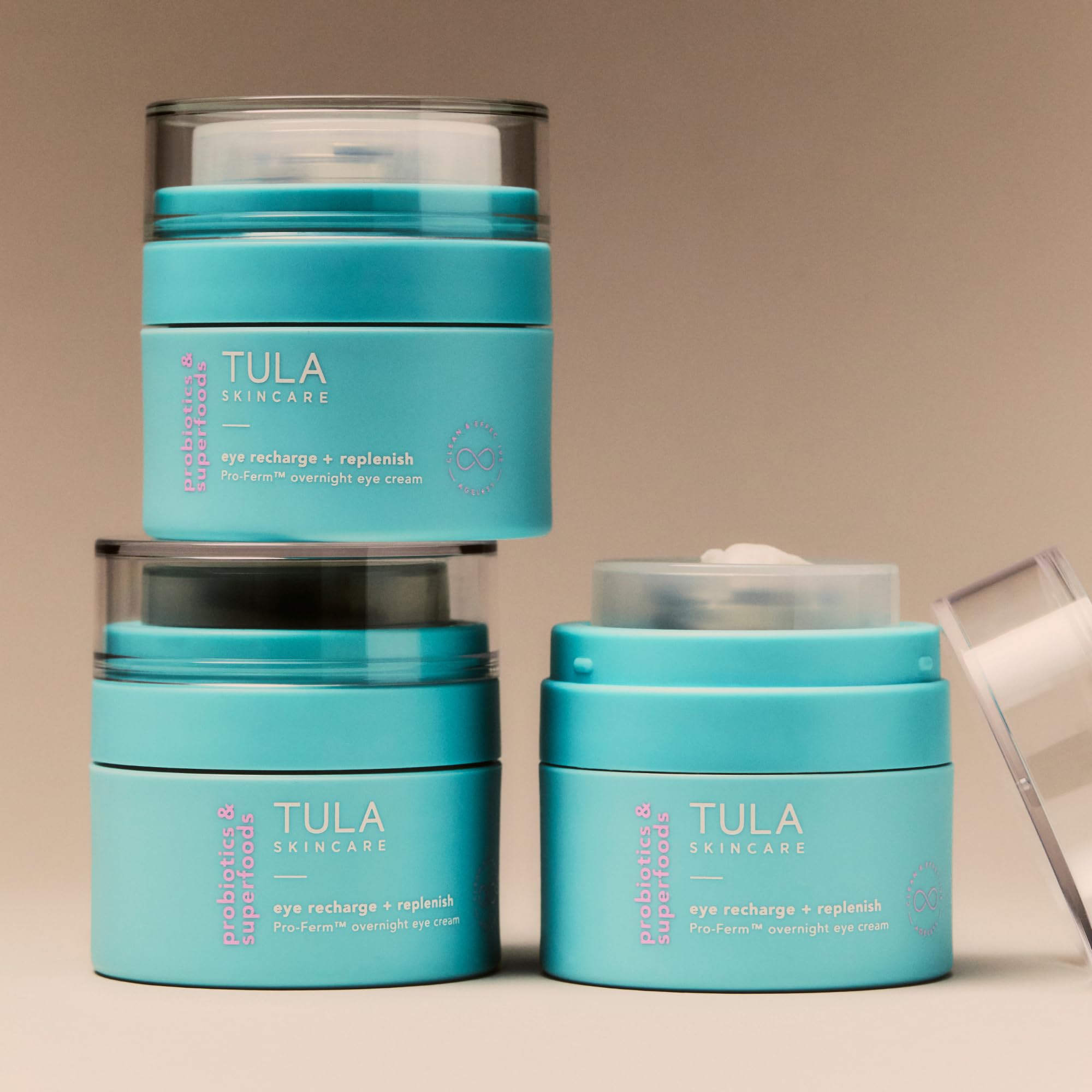 TULA Eye Recharge + Replenish Pro-Ferm Overnight Eye Cream with Retinal – Deep Hydration & Elasticity Support, 0.5 oz