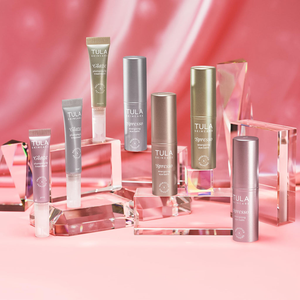 TULA Rose Glow + Get It Hydrating Lip Treatment + Cooling Eye Balm Duo | Radiant Skin Care