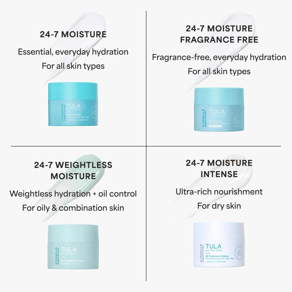 TULA Skin Care 24-7 Weightless Moisture Gel Cream — Hydrating Day & Night Moisturizer with Watermelon & Blueberry, 1.5 oz