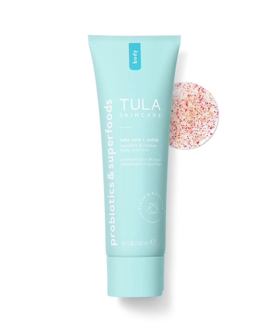 TULA Take Care + Polish – Revitalize & Cleanse Body Exfoliator, 2-in-1 with AHAs, Lemon & Hibiscus, 8.1 oz