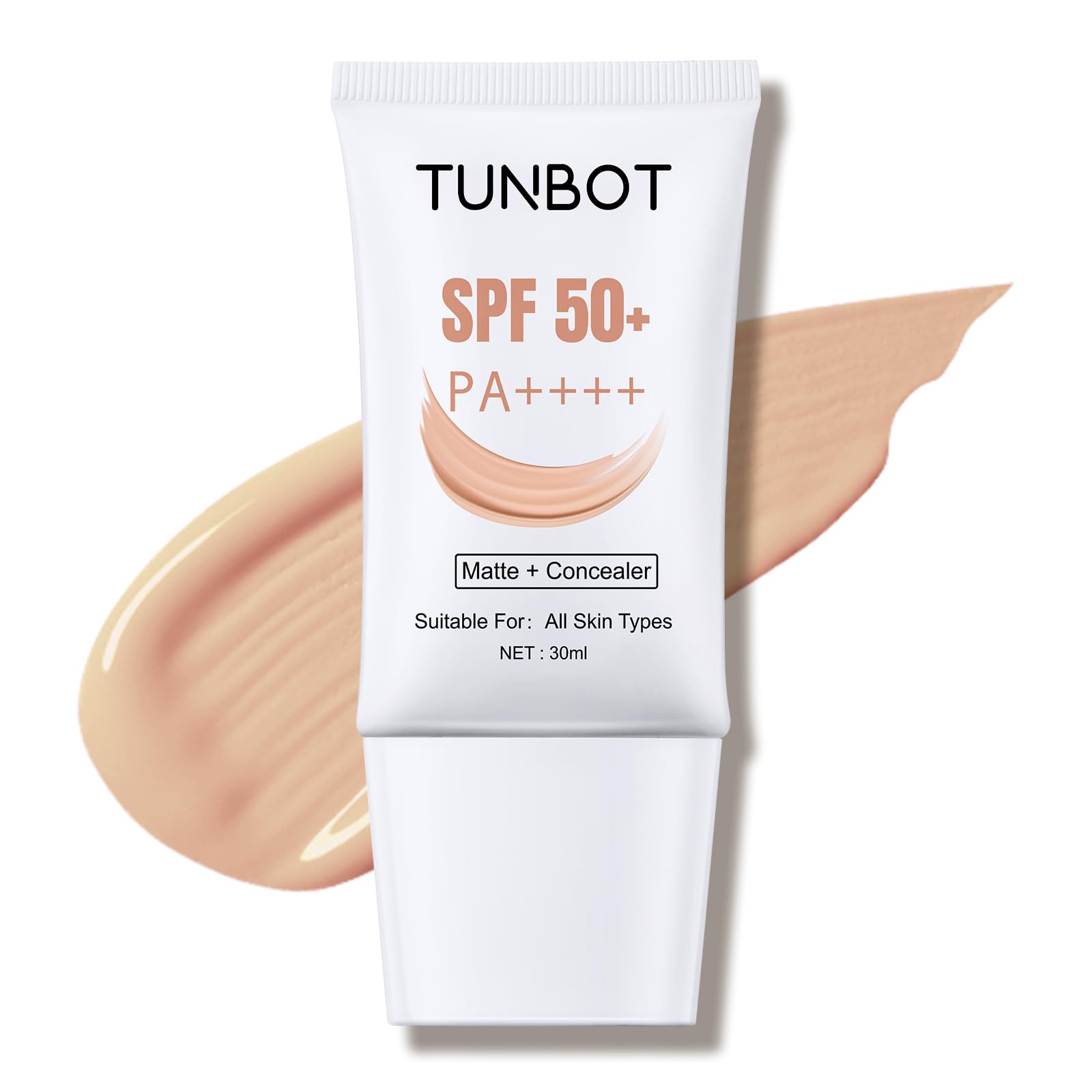 TUNBOT Concealer Foundation SPF 50 – Long-Lasting, Full Coverage Liquid Foundation (Unscented, 30ml)