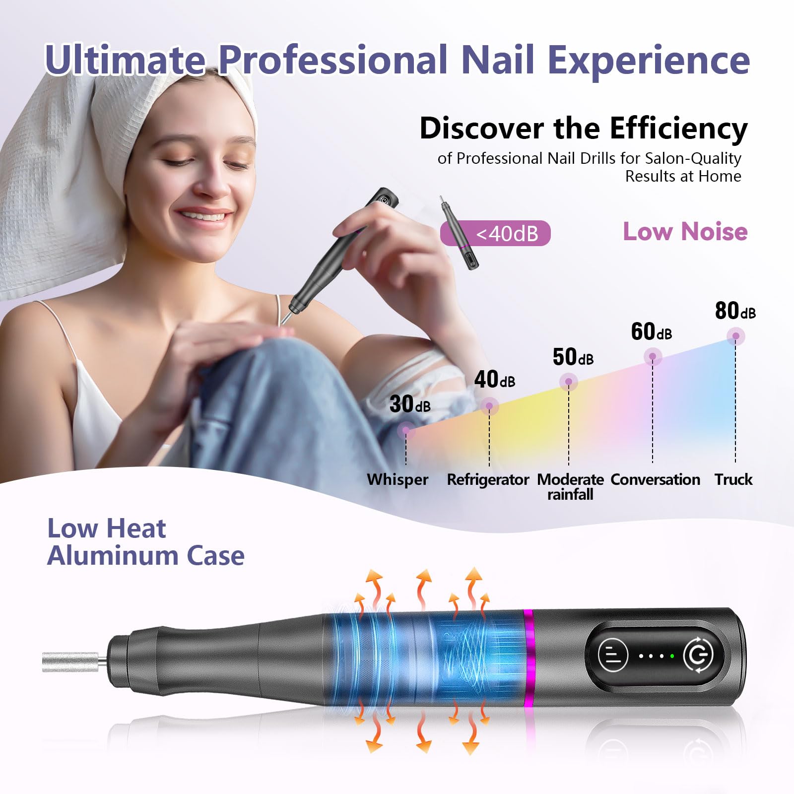 TUOBEO Cordless Nail Drill Kit – Rechargeable Efile for Salon-Quality Nails