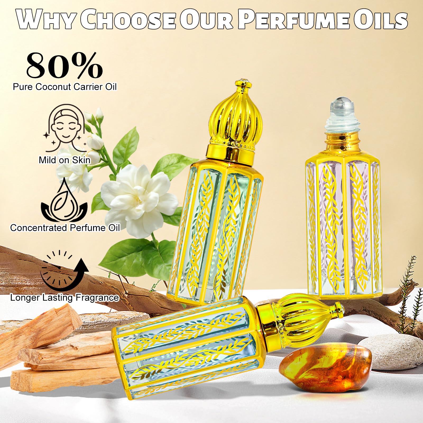 Tuteshow Arabic Perfume for Women – Floral & Fruity Roll-On Oil, Long-Lasting Scent, 0.4 fl oz