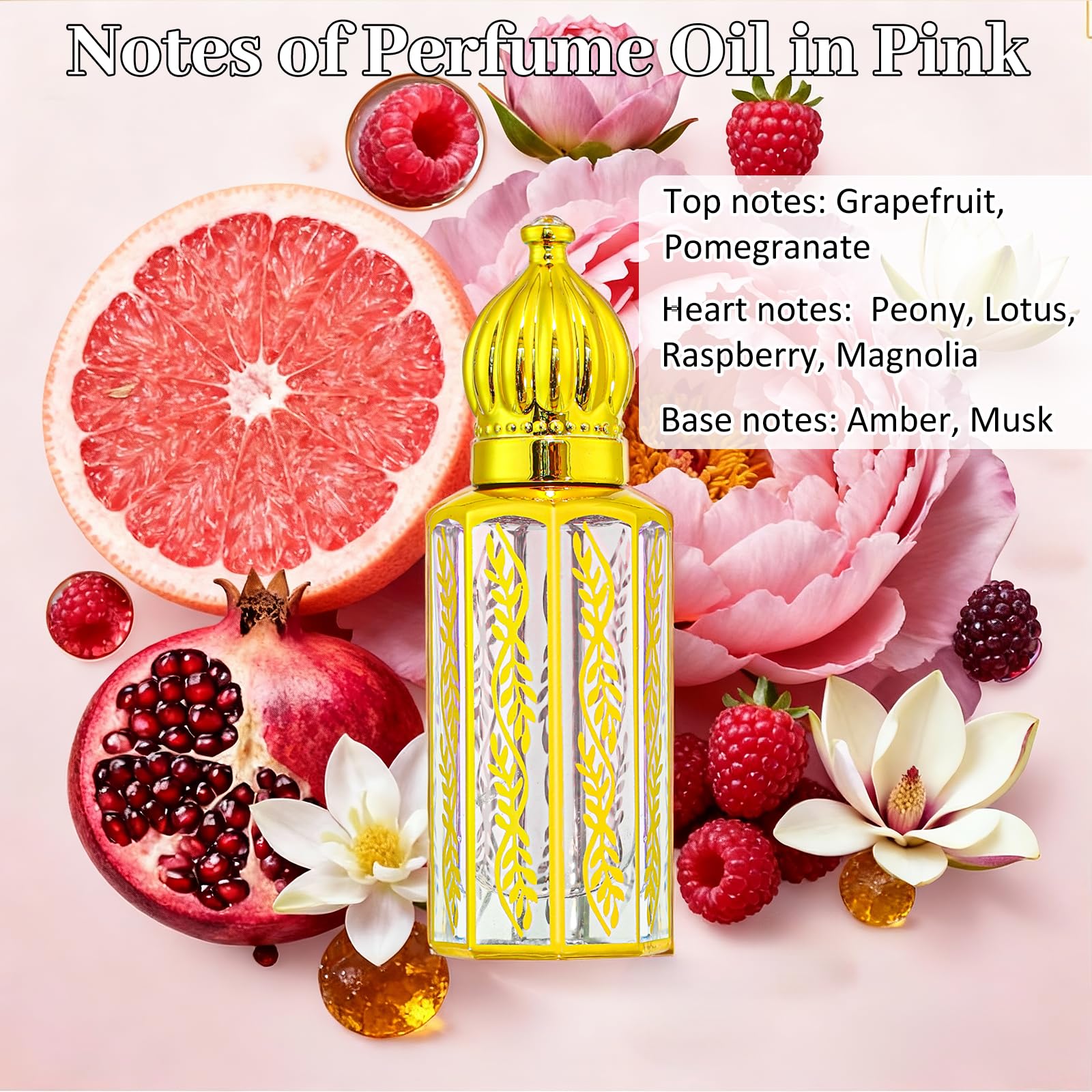 Tuteshow Arabic Perfume for Women – Floral & Fruity Roll-On Oil, Long-Lasting Scent, 0.4 fl oz