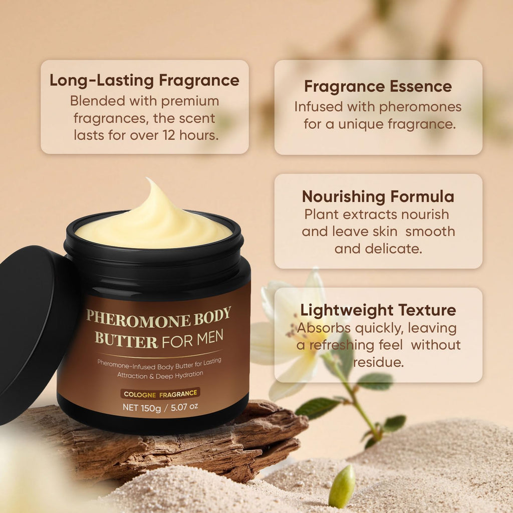 TUVAAZ Pheromone Body Butter for Men — Non-Greasy, Alcohol-Free, Vegan Lotion | 5oz