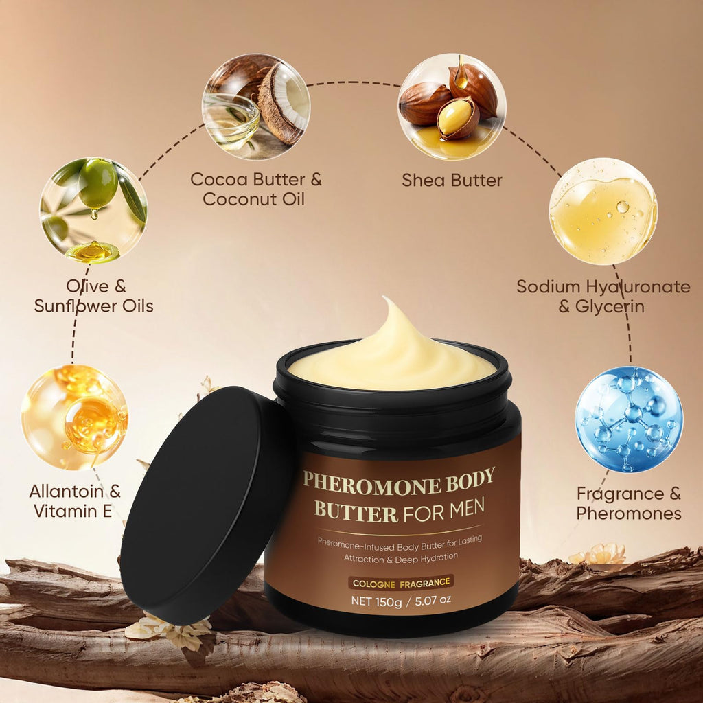 TUVAAZ Pheromone Body Butter for Men — Non-Greasy, Alcohol-Free, Vegan Lotion | 5oz