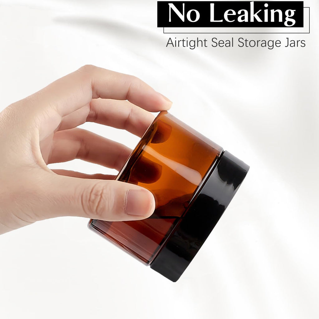 TUZAZO 4oz Amber Jars with Black Lids – 12 Pack Leak-Proof Travel Containers