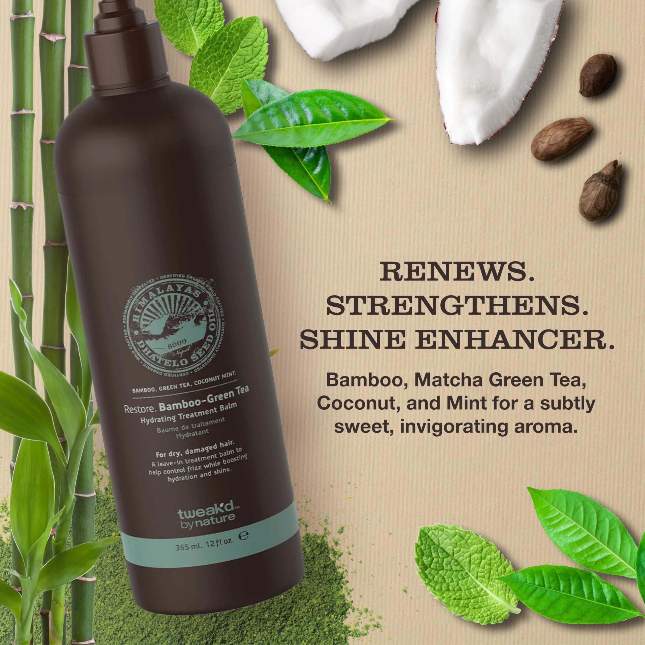 Tweak’d by Nature Restore Bamboo-Green Tea Hydrating Leave-In Treatment | Strengthening Hair Serum