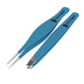 TWEEZER GURU Eyebrow Tweezers Set of 2 – Slant & Pointed Stainless Steel (Teal)