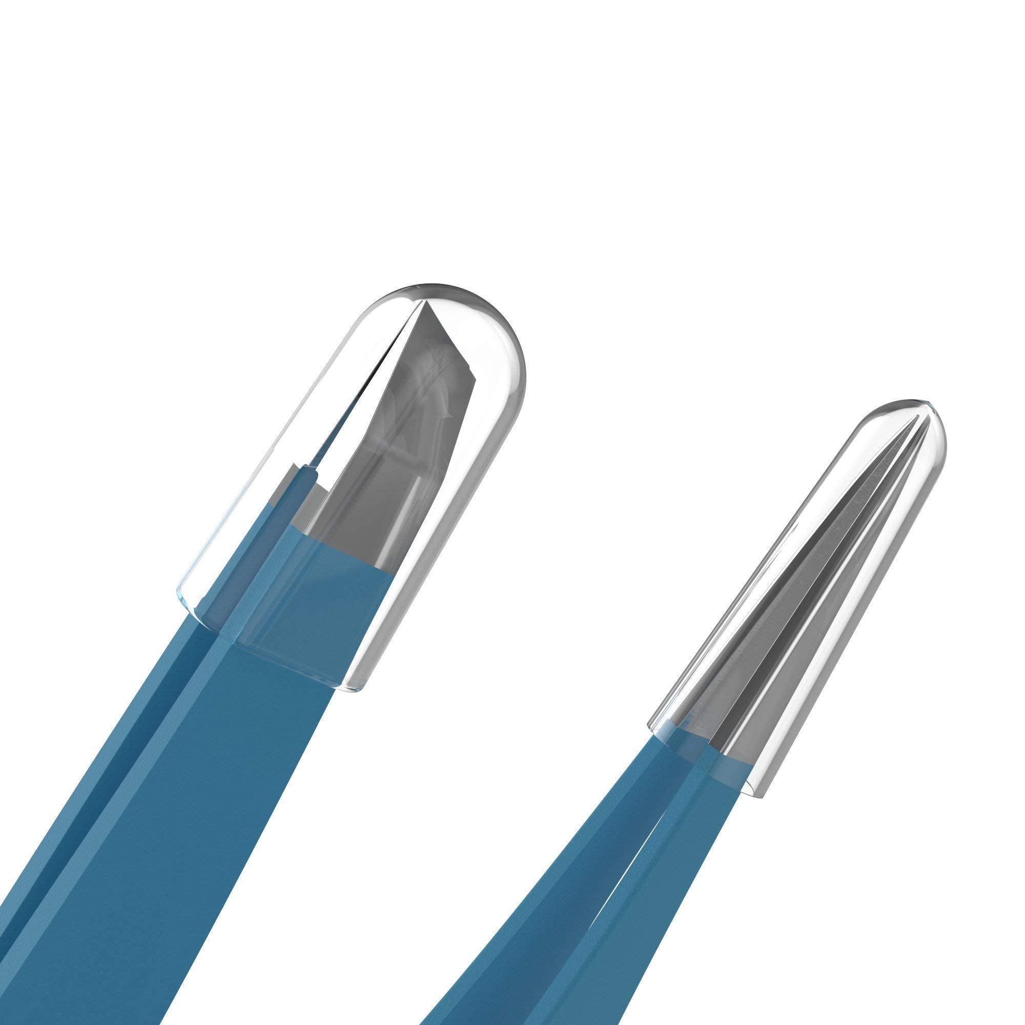 TWEEZER GURU Eyebrow Tweezers Set of 2 – Slant & Pointed Stainless Steel (Teal)