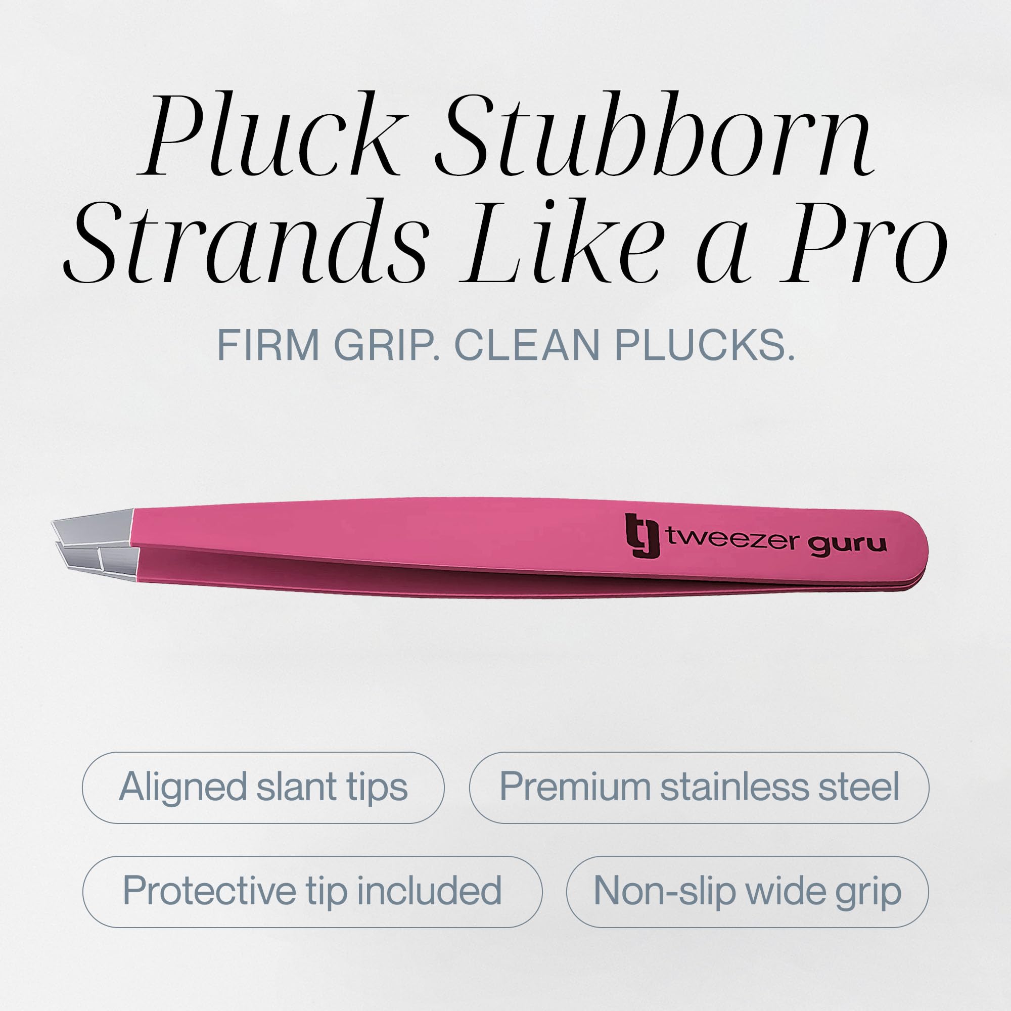 TWEEZER GURU 2-Pack Slant Tip Stainless Steel Eyebrow Tweezers