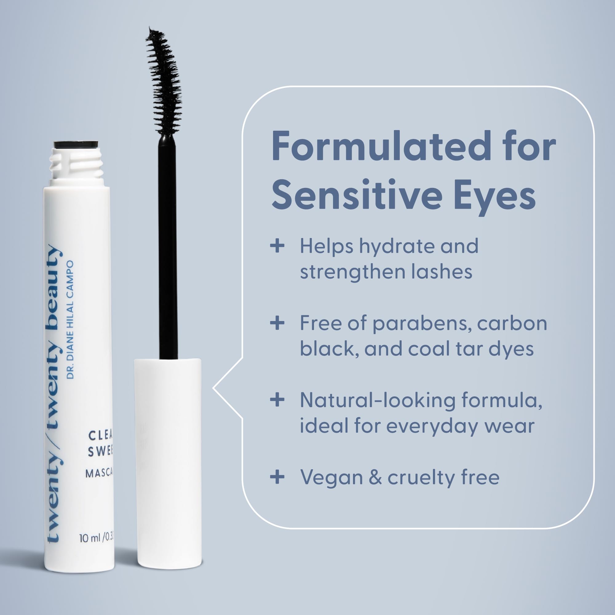 Twenty/Twenty Clean Sweep Mascara – Hypoallergenic, Water-Resistant Ophthalmologist-Developed