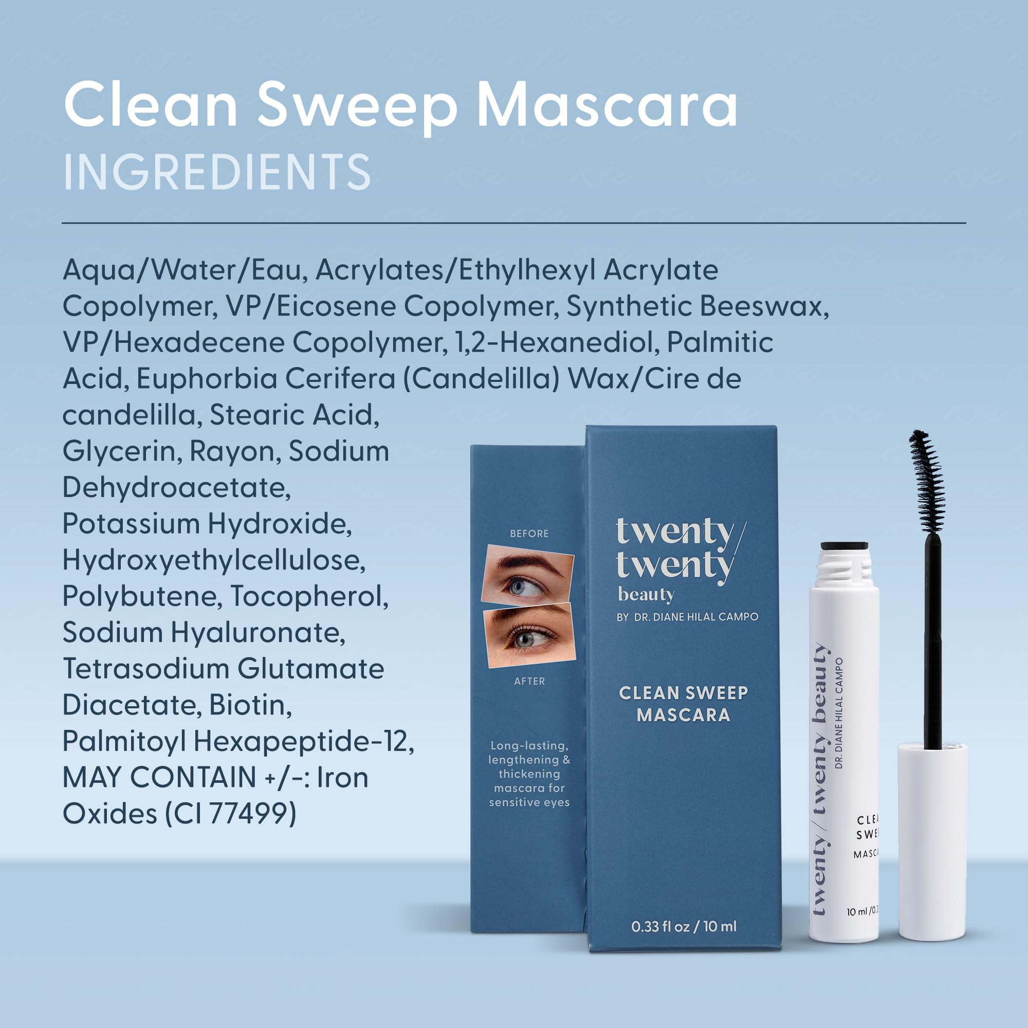 Twenty/Twenty Clean Sweep Mascara – Hypoallergenic, Water-Resistant Ophthalmologist-Developed