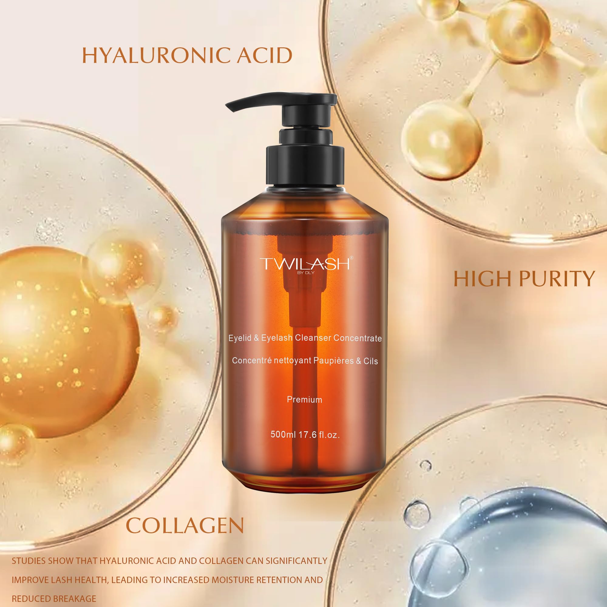TWILASH BY DLY Premium Lash Cleanser Concentrate Bulk (500ml) – Hyaluronic Acid & Collagen