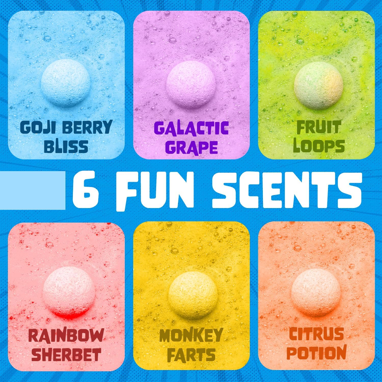 Two Sisters Poke Monster Bath Bombs - 6 Pack with Surprise Inside, Fruity Scents, USA Made