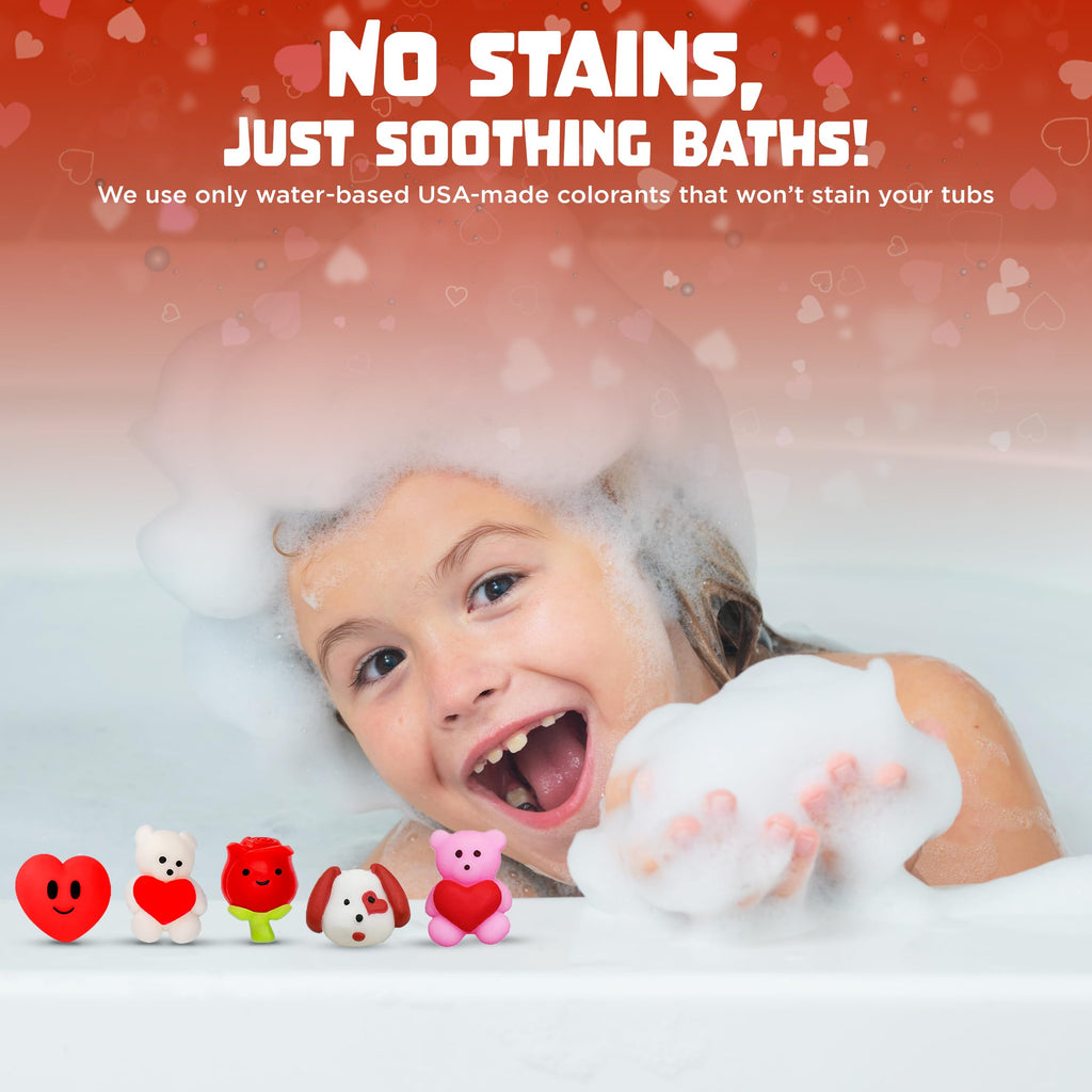 Two Sisters Valentines Bath Bombs for Kids – 6 Pack with Surprise Heart Toys Inside