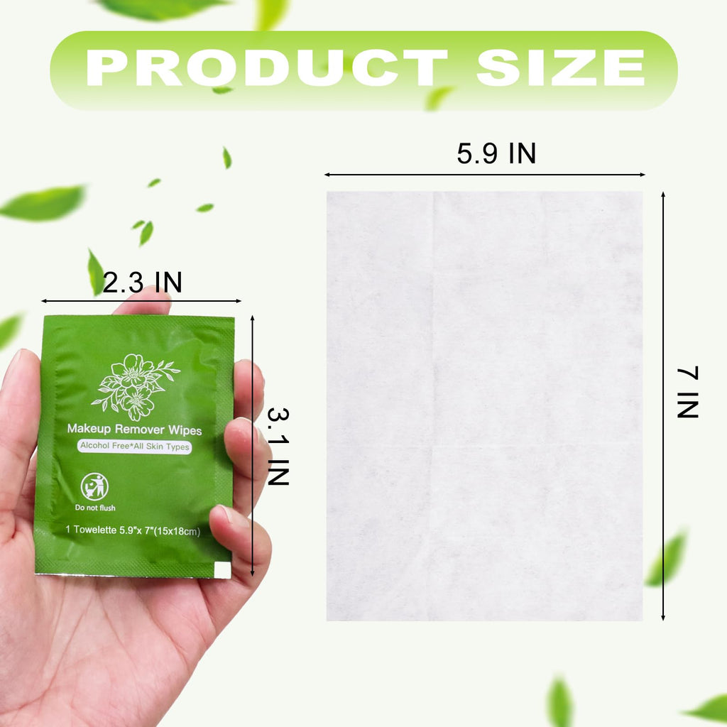 twoworld Makeup Remover Wipes Bulk – 50 Individually Wrapped Travel Wipes with Aloe Vera