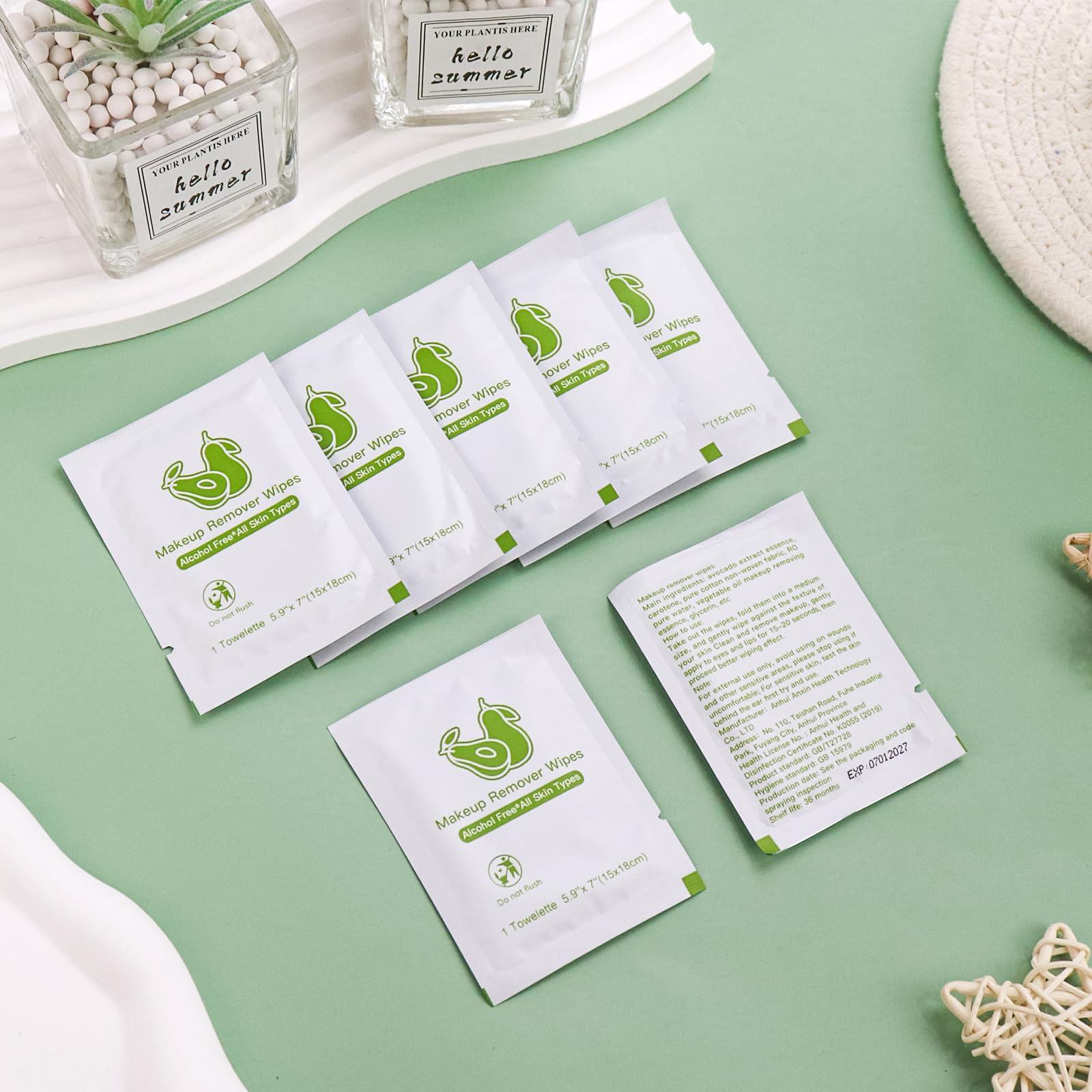 Twoworld Bulk Makeup Remover Wipes – 200 Individually Wrapped for Travel & Hotels