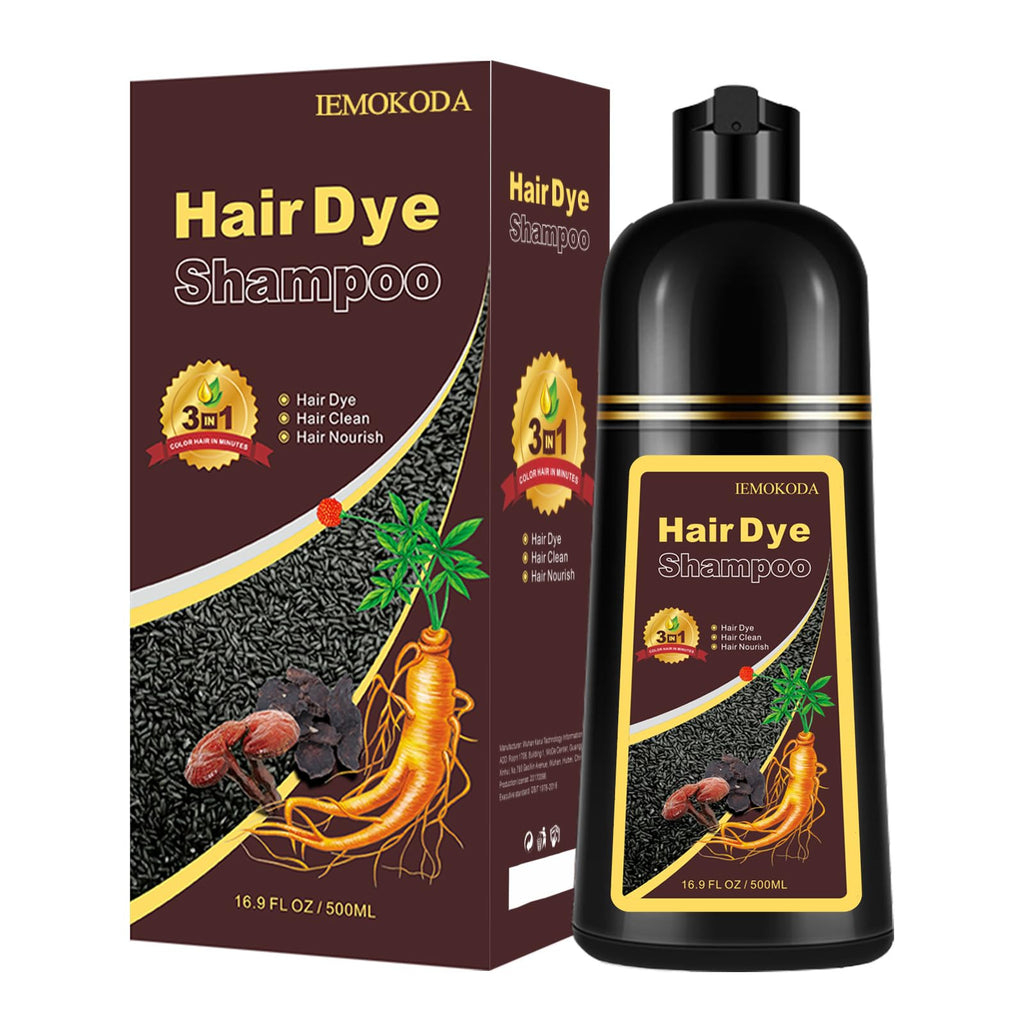 TYAYW Black Tea Hair Dye Shampoo 3 in 1 – Long-Lasting Color for Gray Hair (500ml)