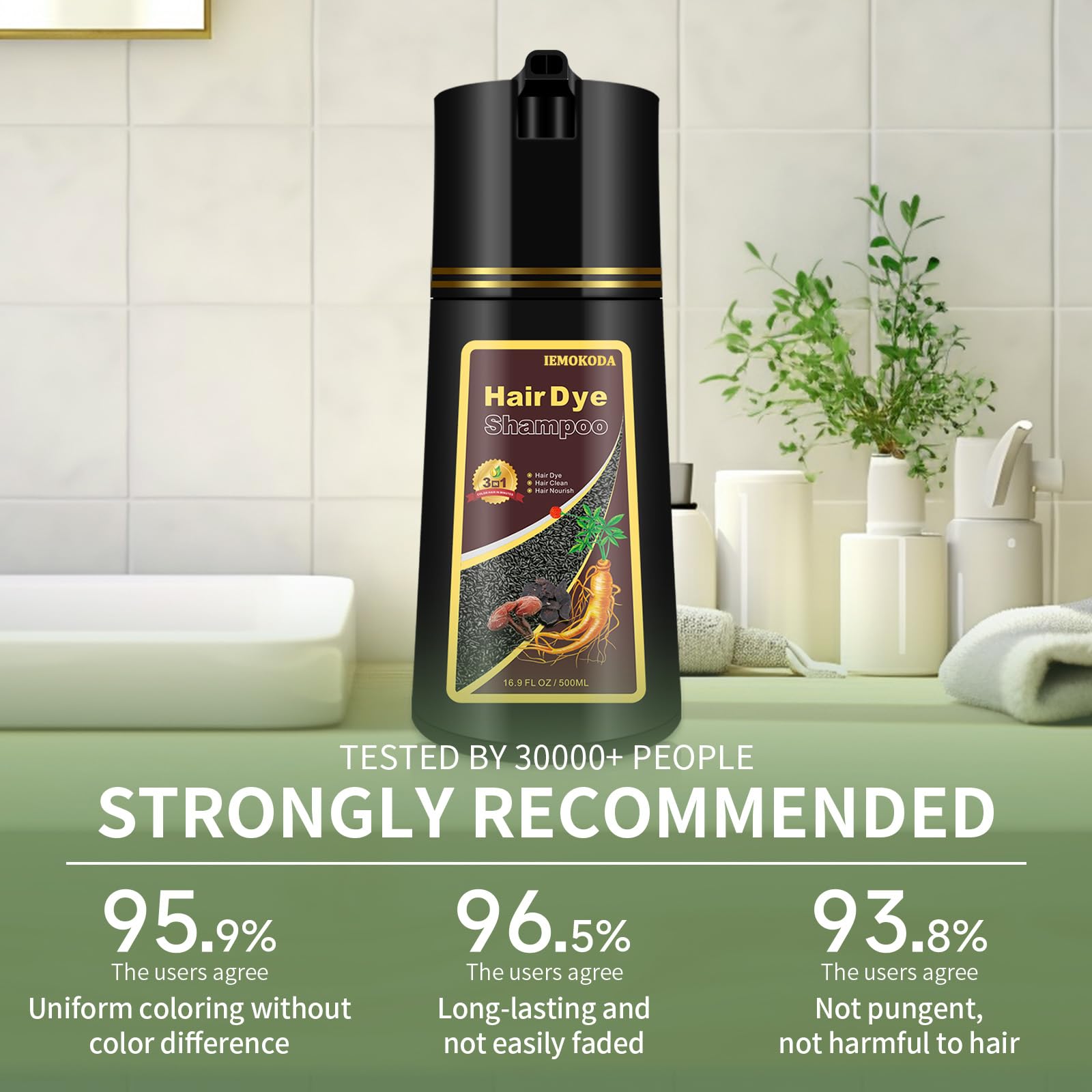 TYAYW Dark Brown 3-in-1 Hair Dye Shampoo for Gray Hair – Instant Color, 500ml
