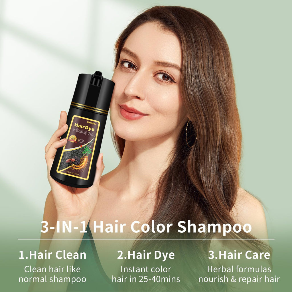 TYAYW Dark Brown 3-in-1 Hair Dye Shampoo for Gray Hair – Instant Color, 500ml