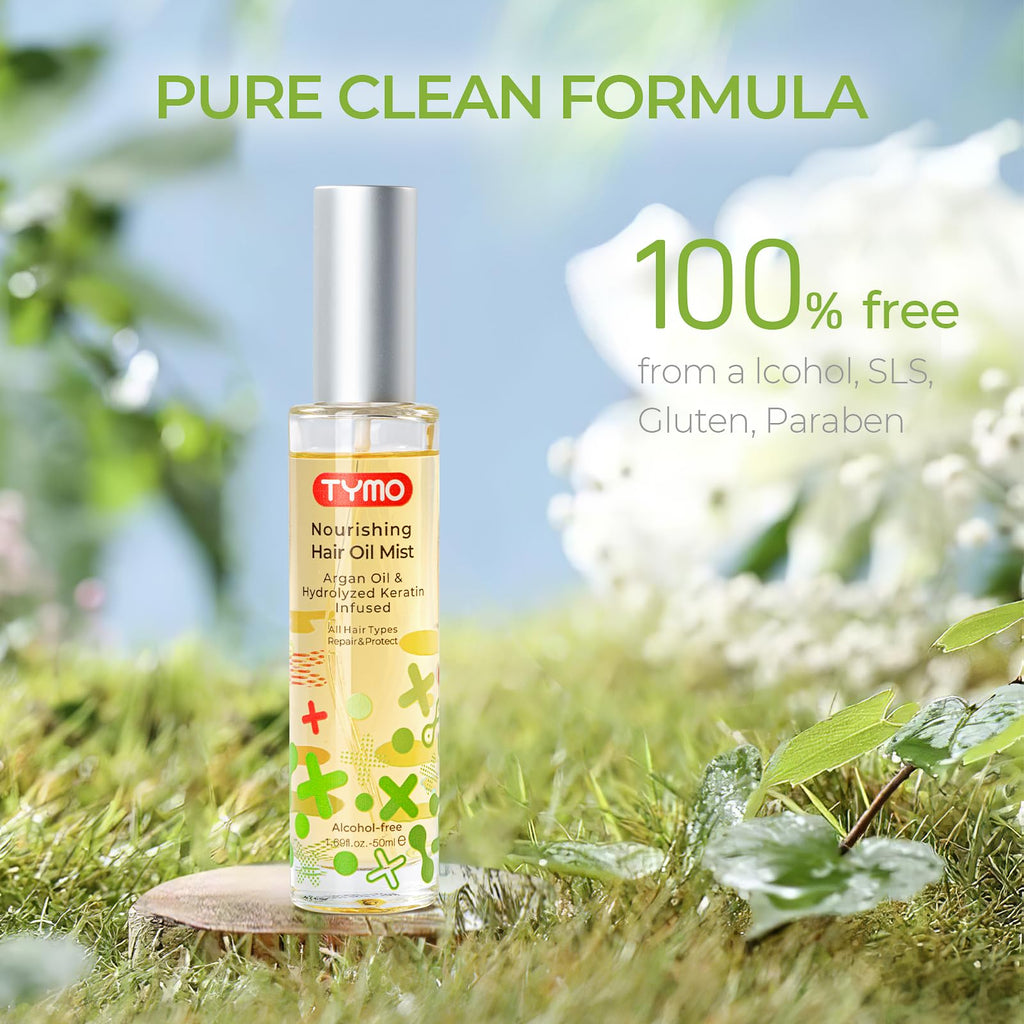TYMO Argan Hair Oil Spray - Hydrating Organic 6-Blend Oils for Frizz, Shine & Damaged Ends