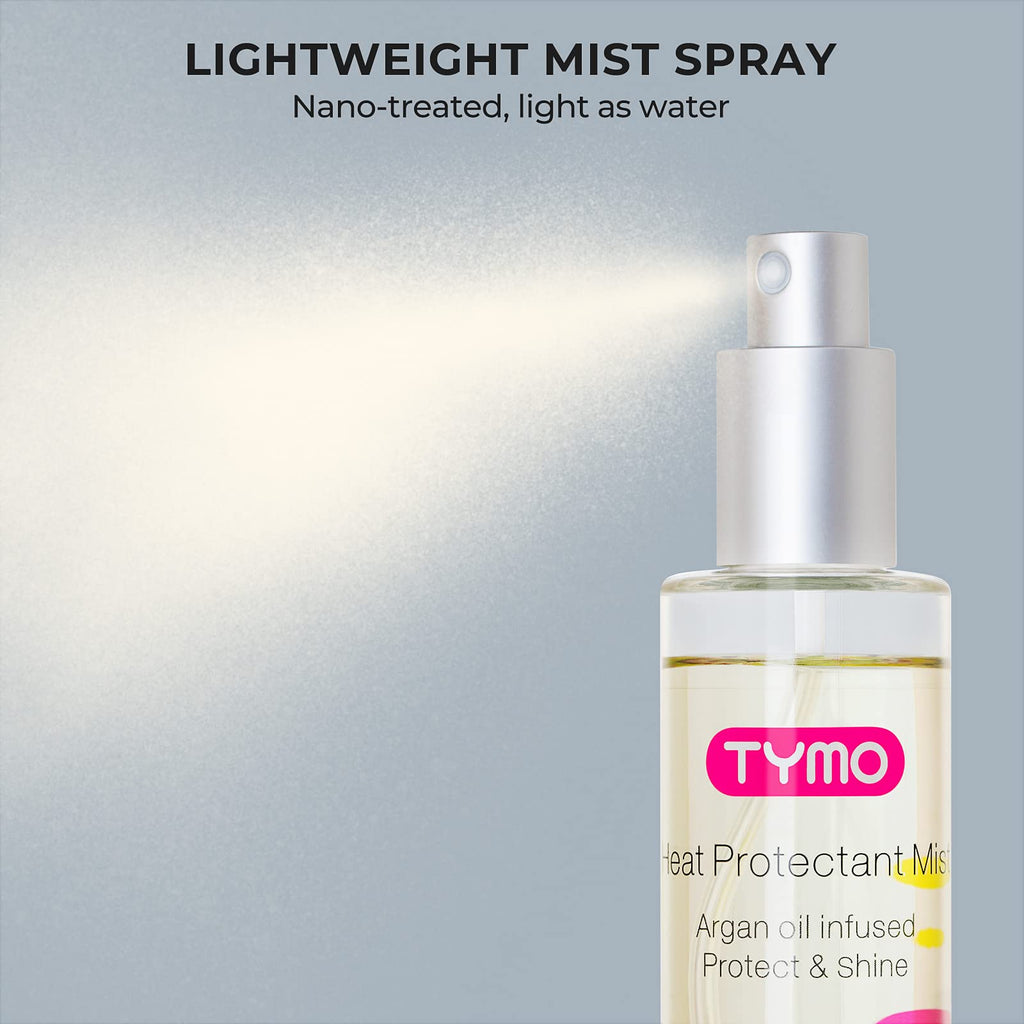 TYMO Heat Protectant with Argan Oil – Lightweight Leave-In Spray for Smooth, Hydrated Hair (Pack of 3)