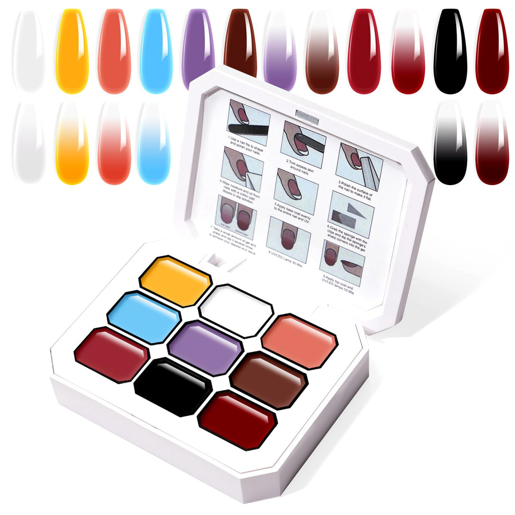 U-Shinein Gradient Painting Gel – 9-Color Ombre Gel Nail Polish for Gradient Nails, French Manicure, Soak-Off UV, DIY Home Salon